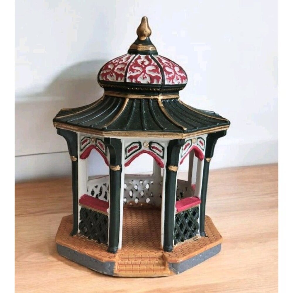 Vintage 1996 LEMAX Ceramic Gazebo Christmas Village Decor